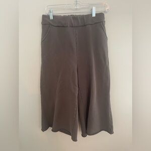 Frank & Eileen Crop Wide Leg Sweat Pants Women MED Raw Hem Elastic Waist